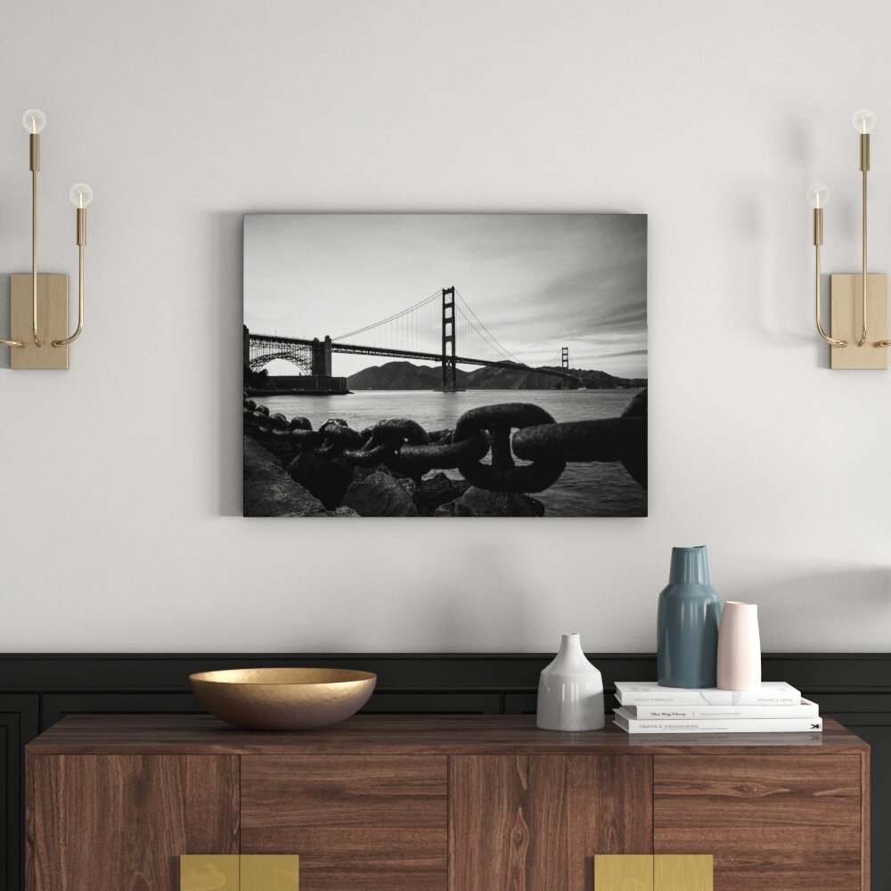 Leinwandbild „Golden Gate Bridge im Sonnenuntergang“, Fotodruck