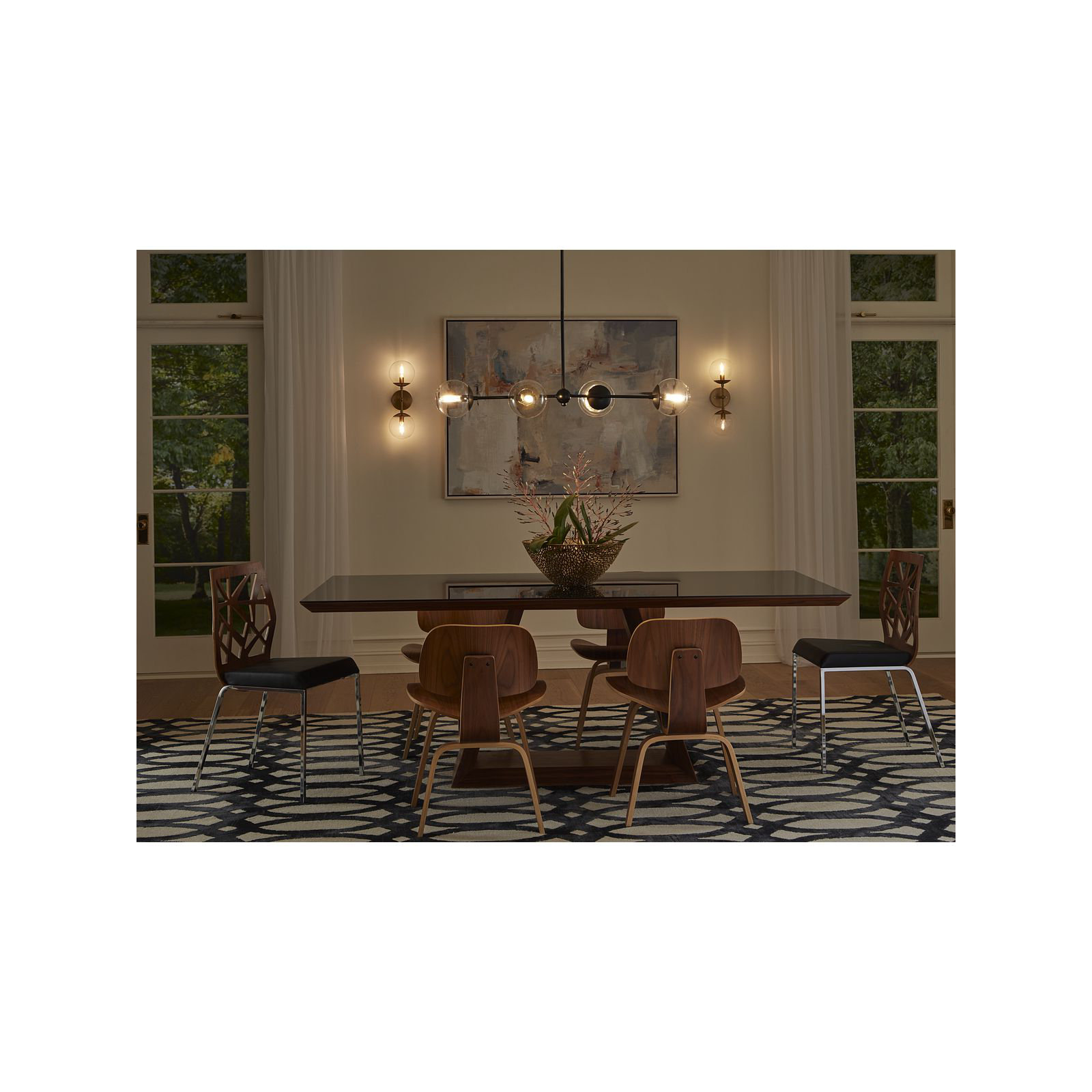 4 - Light Dimmable Kitchen Island Chandelier, Matte Black