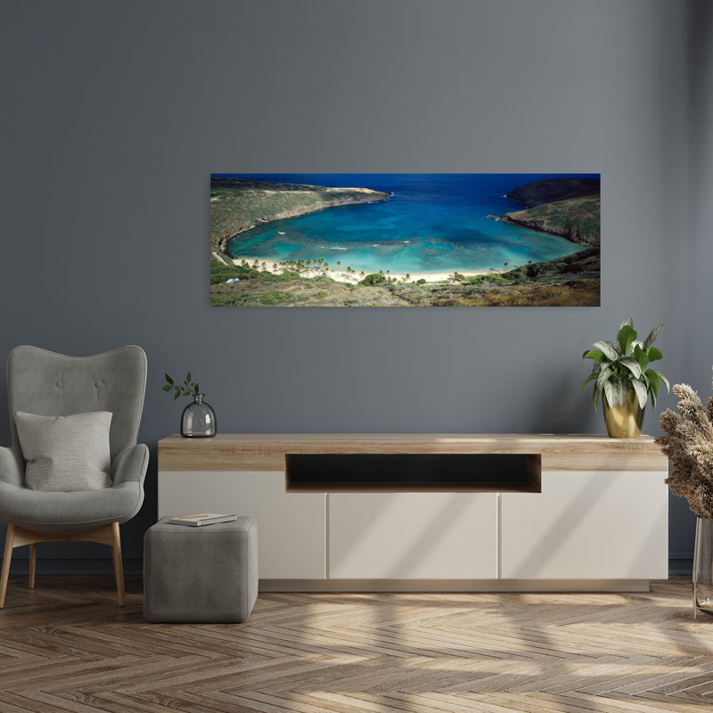 High Angle View Of A Coast Hanauma Bay Oahu Honolulu County Hawaii USA by Douglas Peebles - Wrapped Canvas Panoramic Print