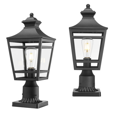 2-Pack 18.1" Waterproof Aluminum Outdoor Post Lights With Clear Glass - Lamp Post Fixtures For Garden, Pathway, Deck & Fence