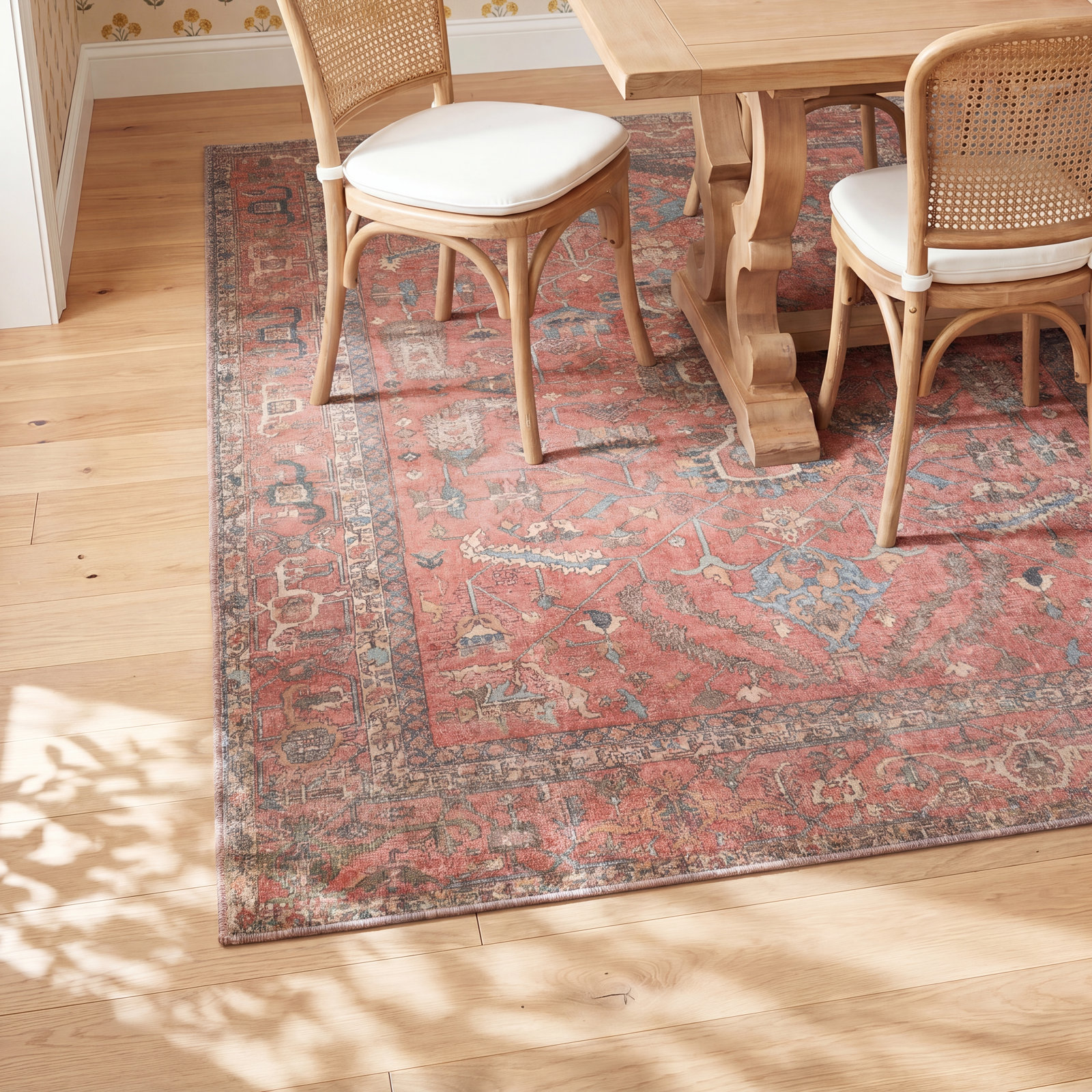Brixey Red Washable Oriental Rug, Rectangle 9' x 12'