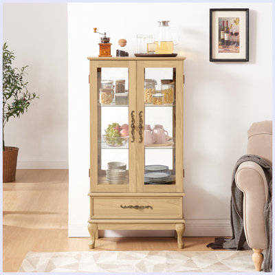 Buffet moderne avec tablettes réglables en verre 2 portes et 1 tiroir