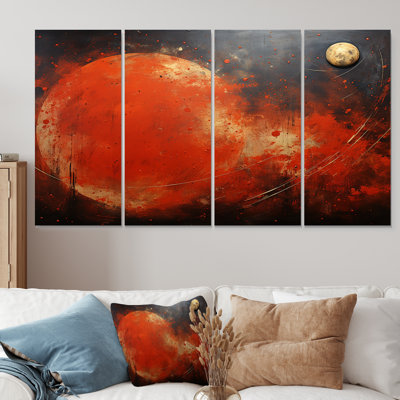 Black And Red Mars Planet - Planets 4 Piece Wall Art Set