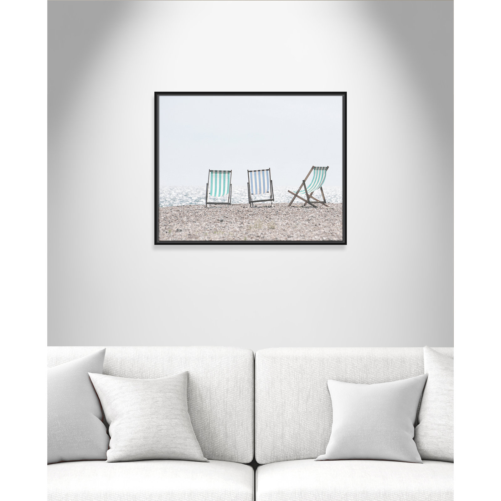 Adriatica "Beach Chairs" Print, 23.5" H x 29.5" W x 2" D, Black Framed Canvas