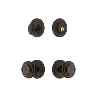 Grandeur Circulaire Rosette Entry Set with Circulaire Knob in Antique Pewter