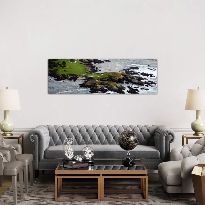 Golf Course on An Island Pebble Beach Golf Links, Pebble Beach, Monterey County, California, Usa 1 Piece Wrapped Canvas Panoramic Wall Art