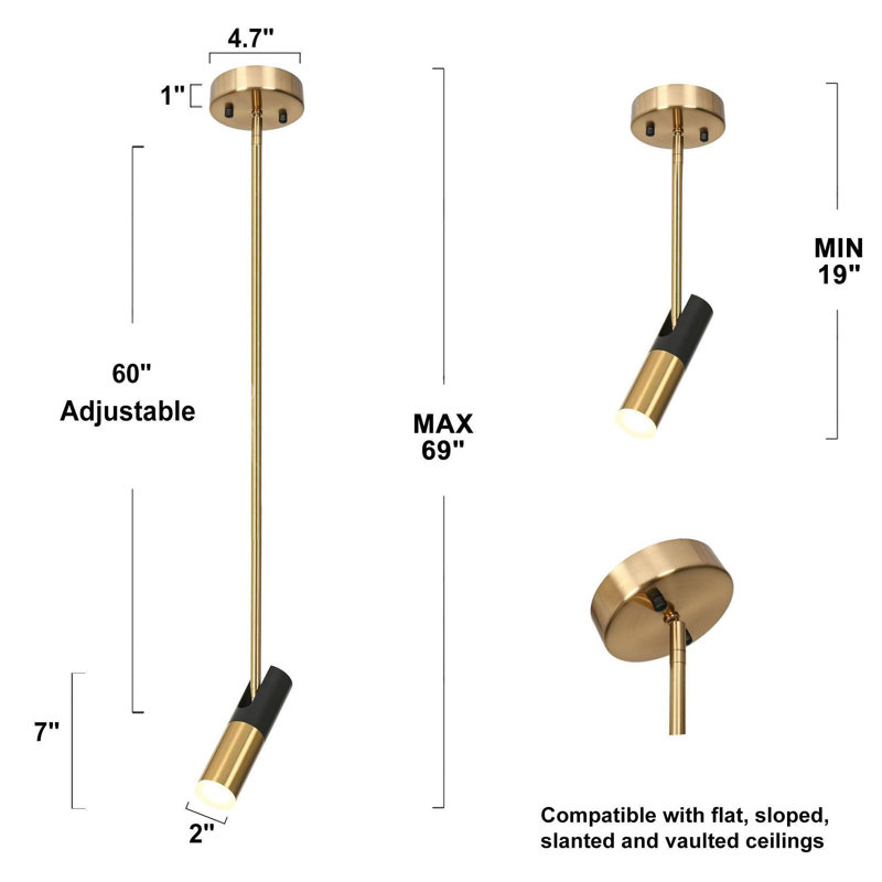 Luminaire suspendu cylindrique réglable à 1 lumière DEL à intensité variable Miaisabella