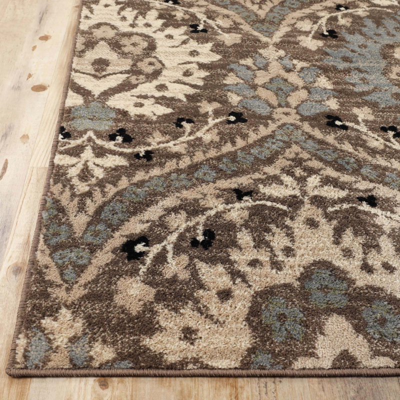 Tapis damassé bleu clair Fanrum, Rectangle 8 pi x 10 pi