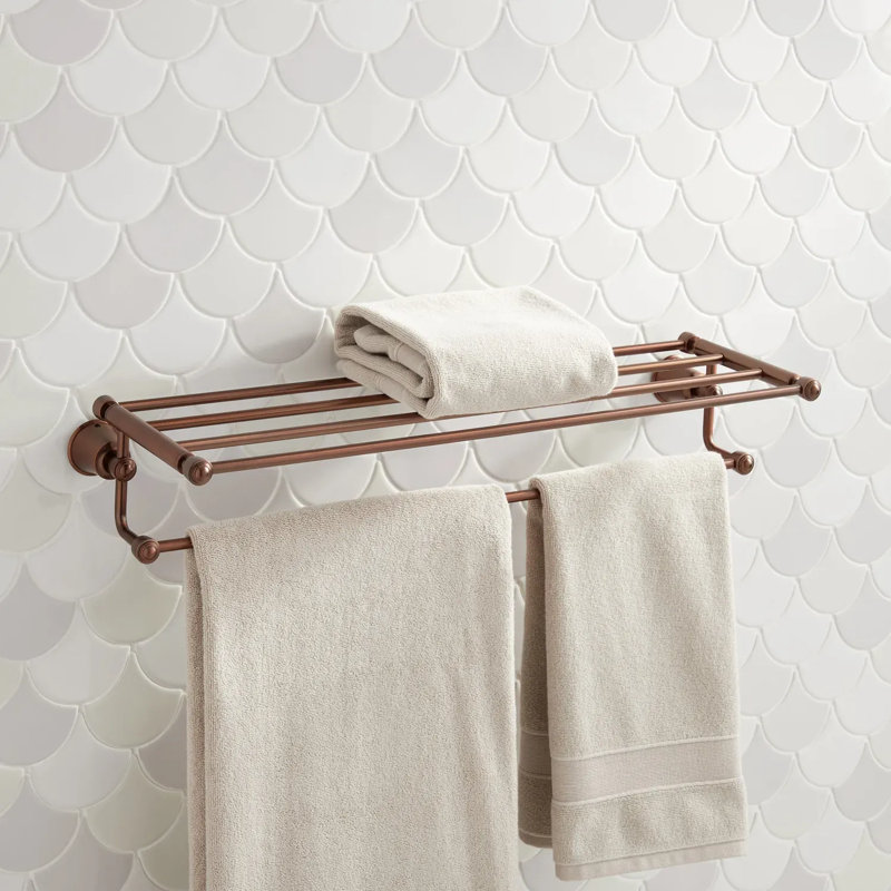 Cooper Collection Wall-Mount Towel Rack with Shelf, Oil Rubbed Bronze