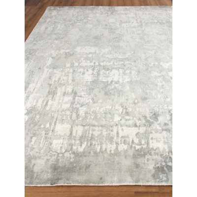 Exquisite Rugs Murano Handmade Hand Loomed Wool/Bamboo Silk Silver/Blue Area Rug