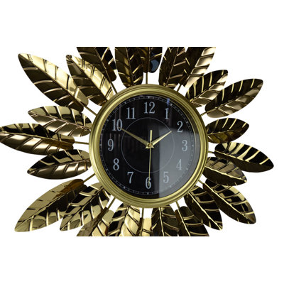 Horloge murale 26 "Mid-Century moderne avec feuilles en métal