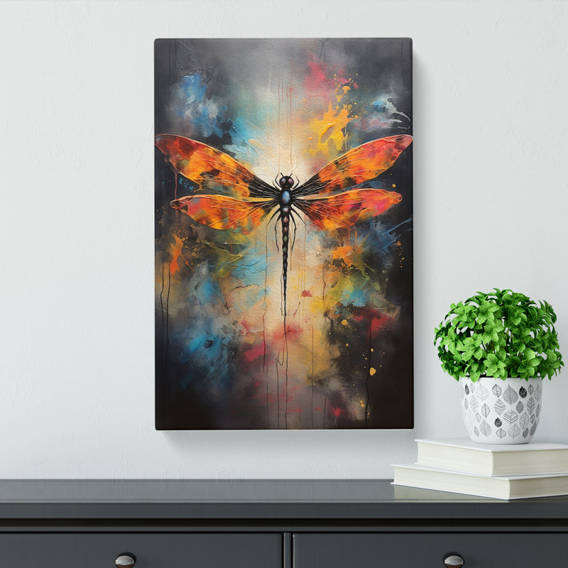 Dragonfly Gestural - Print on Canvas, 76cm H x 50cm W x 3cm D