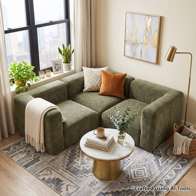 Modern Modular Corner Sectional Sofa With Deep Seating, Upholstered L-Shaped Couch For Living Room
