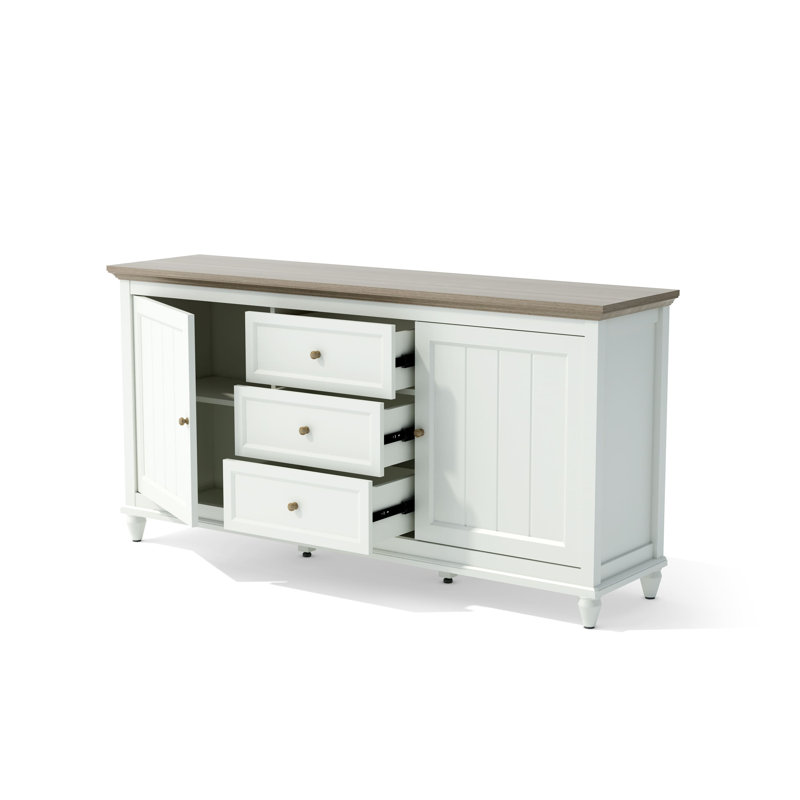 CHENON SIDEBOARD - WHITE & BROWN, White