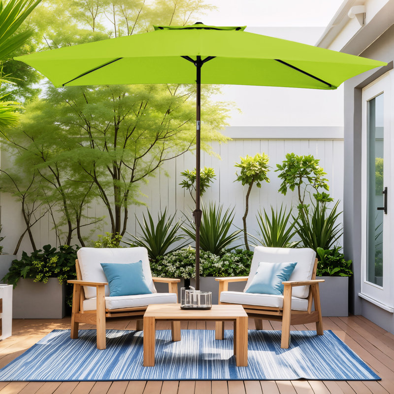 Parasol de marché rectangulaire inclinable 10 pi x 6 pi 5 po Le,  Vert pomme