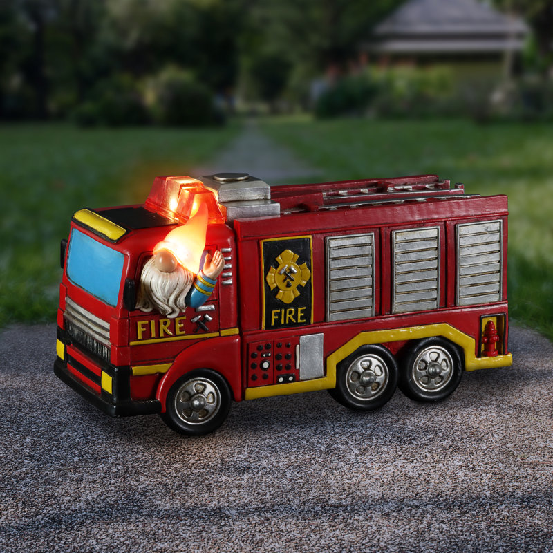 Statue de jardin solaire camion de pompiers Exhart
