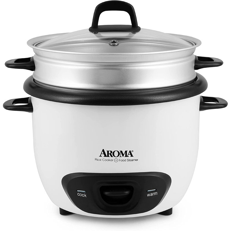 White Electric 14-Cup Non-Stick Rice Cooker and Steamer