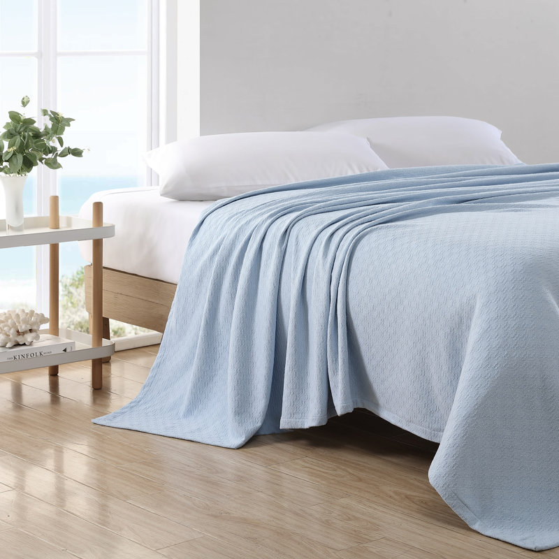 Couverture en coton Nautica Ripple Cove, Très grand lit, Bleu