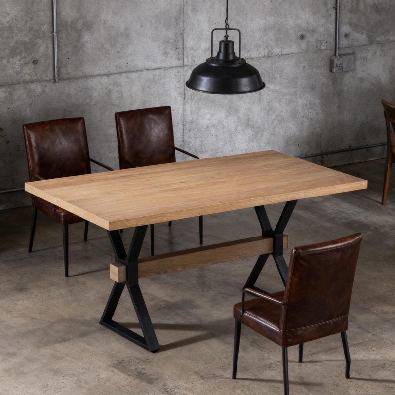 Table de salle à manger à pieds en X, Bois de frêne naturel