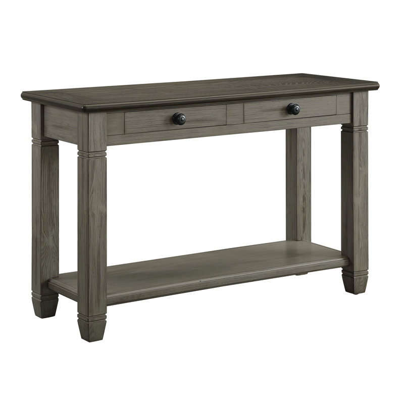 Table avec surface basse et tiroirs gris antique, tablette rectangulaire en gris, rangement, Gris antique
