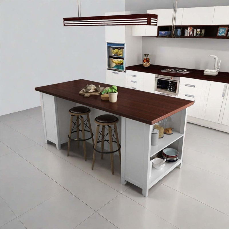 Open kitchen operation island, solid wood table