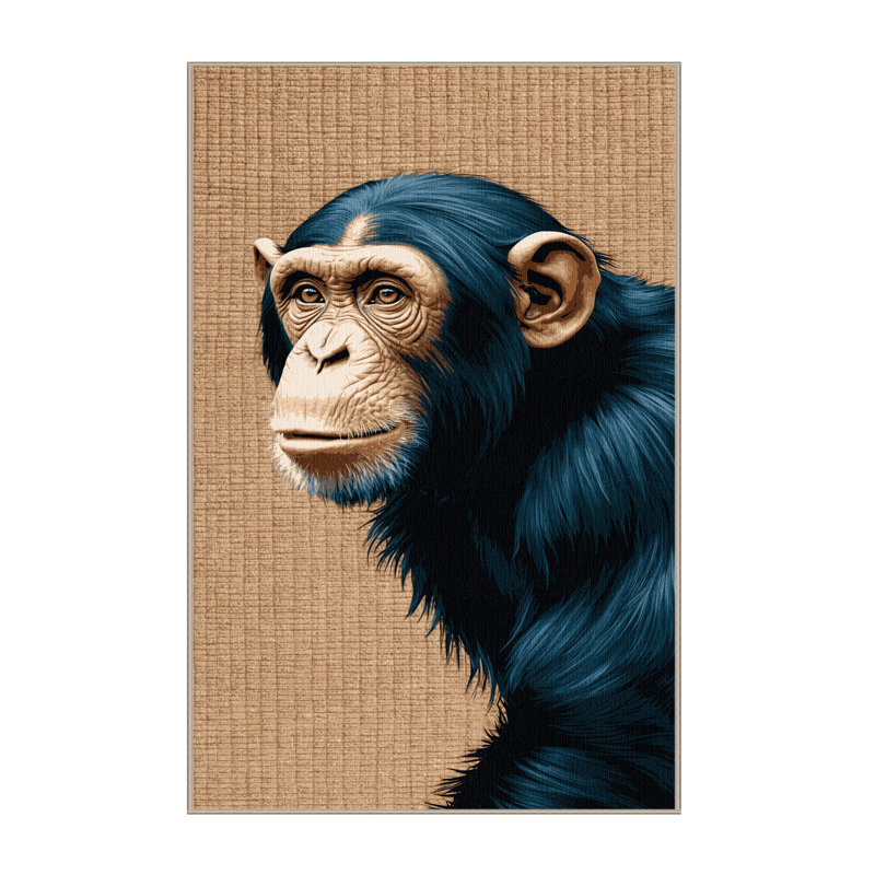 Washable Common Chimpanzee Wildlife Area Rug, Rectangle 2' x 3'