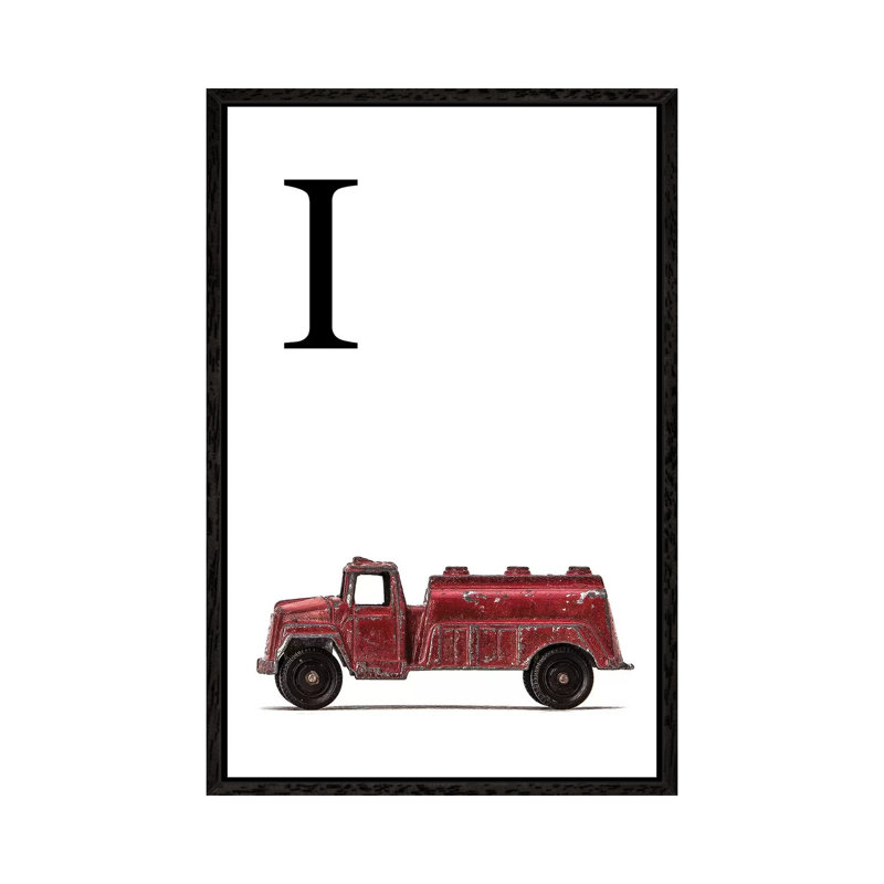 I Water Truck White Letter 1 Piece Wall Art on Canvas, 101.6 cm H x 66.04 cm W, Black Framed