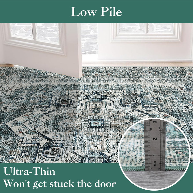 Boyce Washable Vintage Floral Area Rug for Living Room, Rectangle 5' x 7'