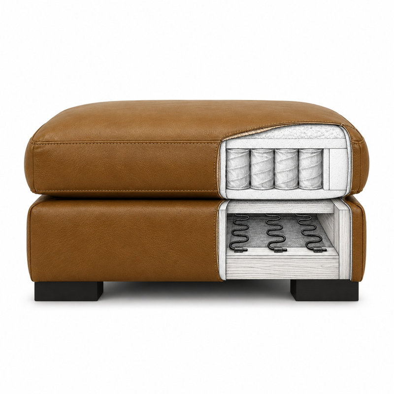 Citation Heirloom Quality Ottoman in Buttery Soft 100% Top Grain Leather, Made to Order, Mars Tan