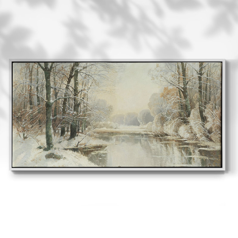Série paysage - CDXII - Toile tendue avec châssis encadré - Prêt à être accroché, H 17 po x l 33 po, Blanc