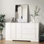 Buffet de rangement moderne blanc - Armoire de cuisine avec tiroirs et portes, grand espace pour les ustensiles