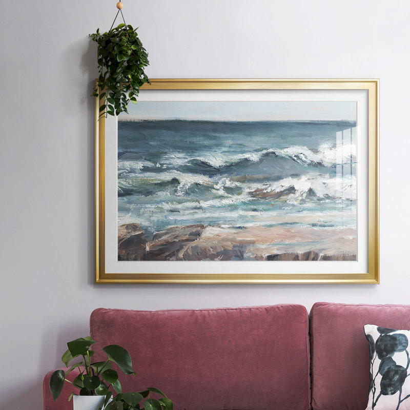 Ocean Breakers II, reproduction d'art encadrée, Or, H 15 po x l 21 po x P 1,5 po