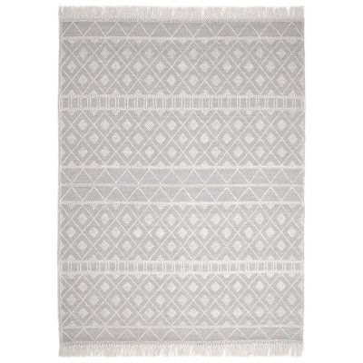 Geometric Area Rug in Gray/White
