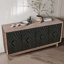Buffet Mid-Century Buffet avec pieds en bois massif 60 po Armoire de rangement crédence avec 4 portes en losange à motif convexe et 2 tablettes console pour salon, etc.-517487864