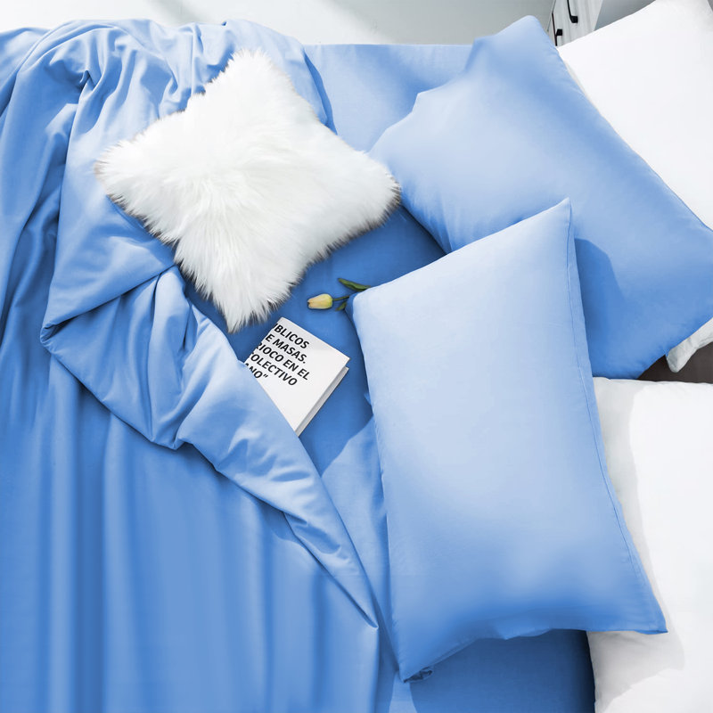 Laurne 200 Thread Count Microfiber Brushed Deep Fitted Bed Sheet, Sky Blue, Single (3')
