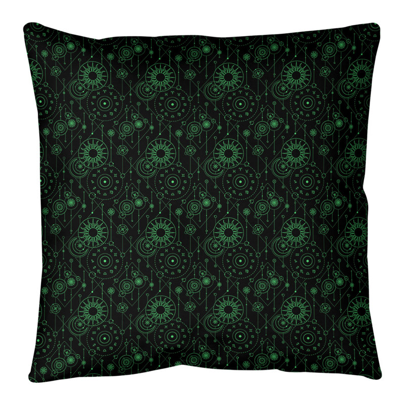 Place de l'astrologie Katelyn Elizabeth, Bourre en polyester, 20 po x 20 po, Noir/vert