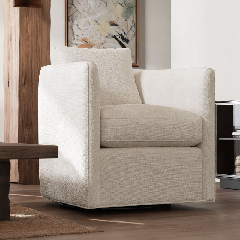 Fauteuil d'appoint pivotant en tissu Valencia Riley, couleur perle