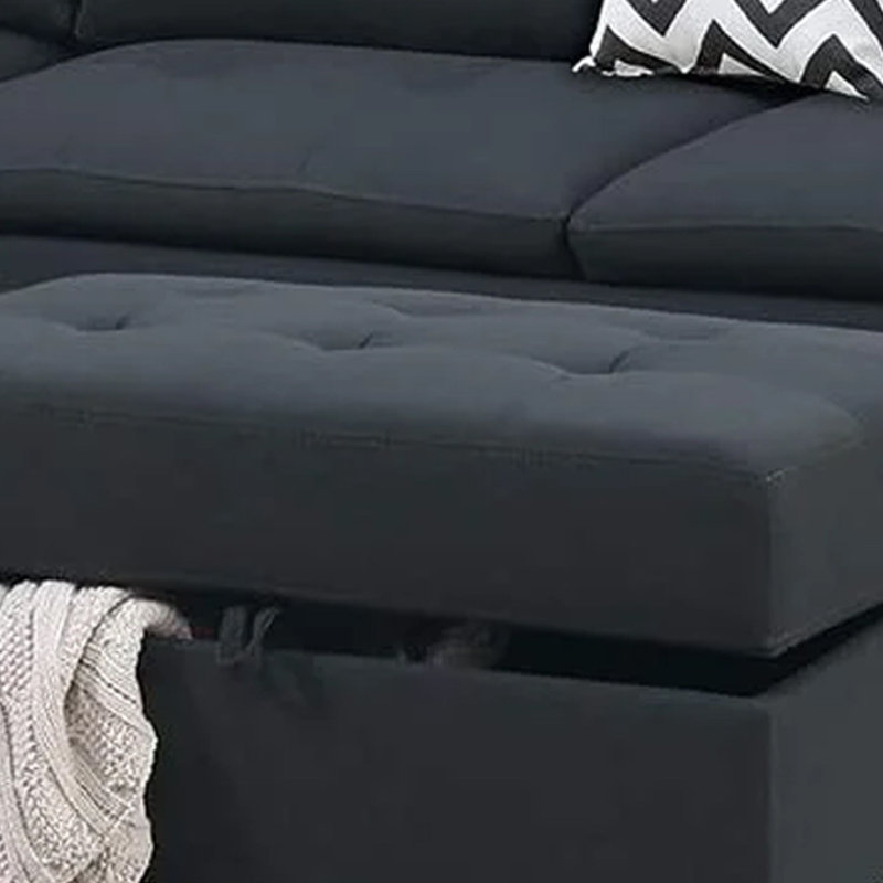 Safarov 2 - Piece Upholstered Sectional, Black Velvet