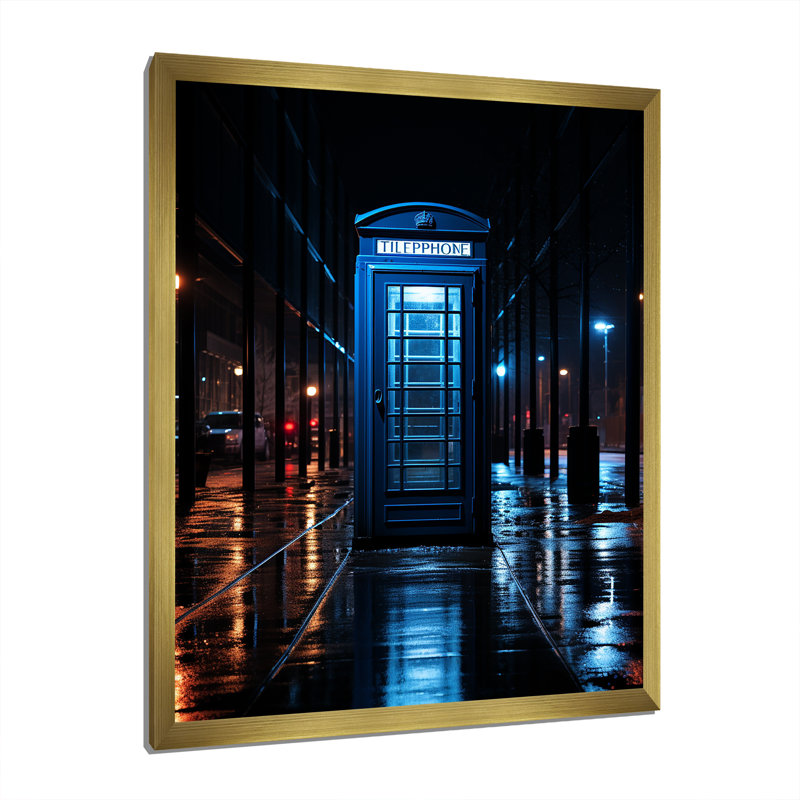 Ladarris, cabine téléphonique bleue, solitude métropolitaine sur toile, H 20 po x l 12 po x P 1 po, Cadre photo doré