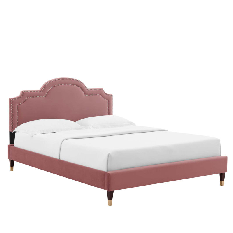 Modway Aviana Performance Velvet Bed, Dusty Rose, Full