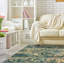 Tapis décoratif en laine de conception unique noué à la main vert/orange 4 pi 9 po x 6 pi 11 po