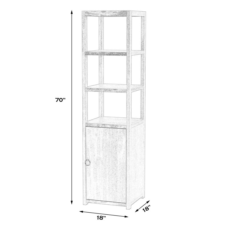 Lark 3- Tier 1 Door Narrow Etagere Bookcase, Navy Blue