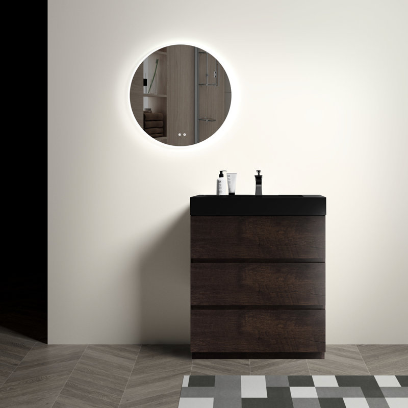 Meuble-lavabo en noyer 24 po Valdes, Noir, 24"
