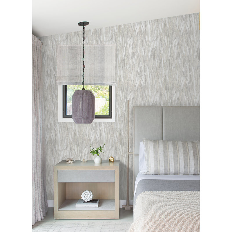 Rouleau de papier peint à grain de bois L 33 pi x l 20,9 po Kirstynn Suna, Gris