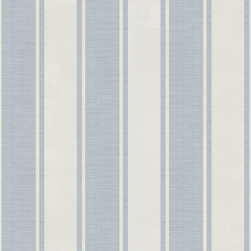 Classic Stripe Design Embossed Satin 10m x 53cm Wallpaper Roll, Blue/Cream