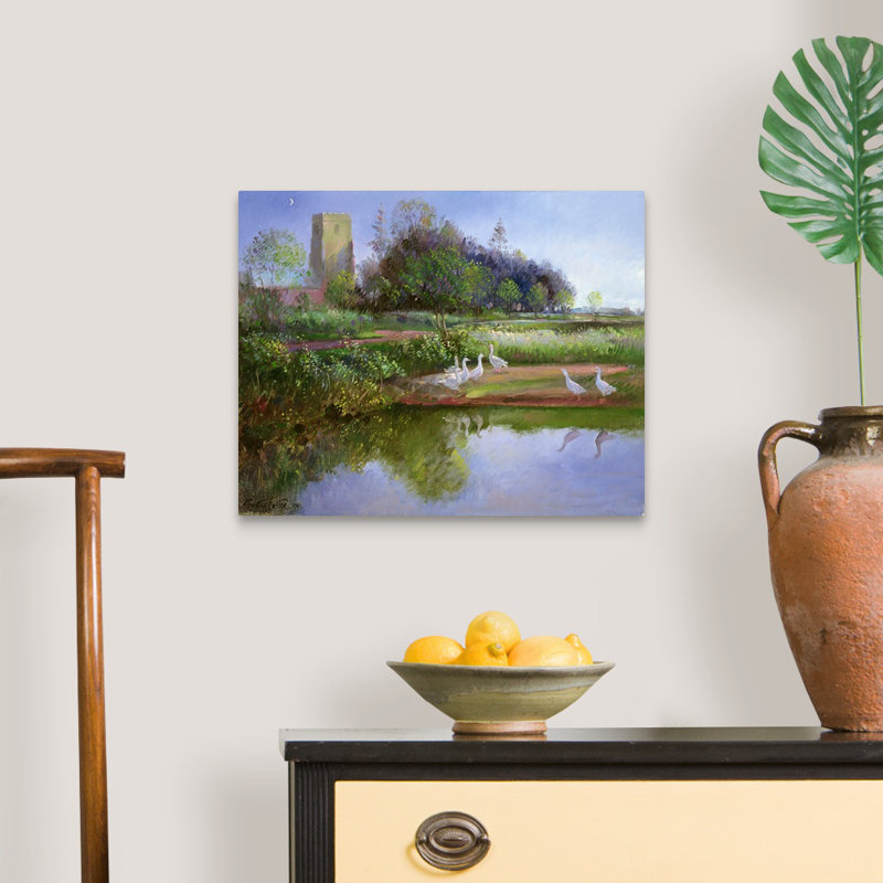 «Geese at Sundown» par Timothy Easton, reproduction sur toile, H 16 po x l 20 po x P 1,25 po, Toile tendue