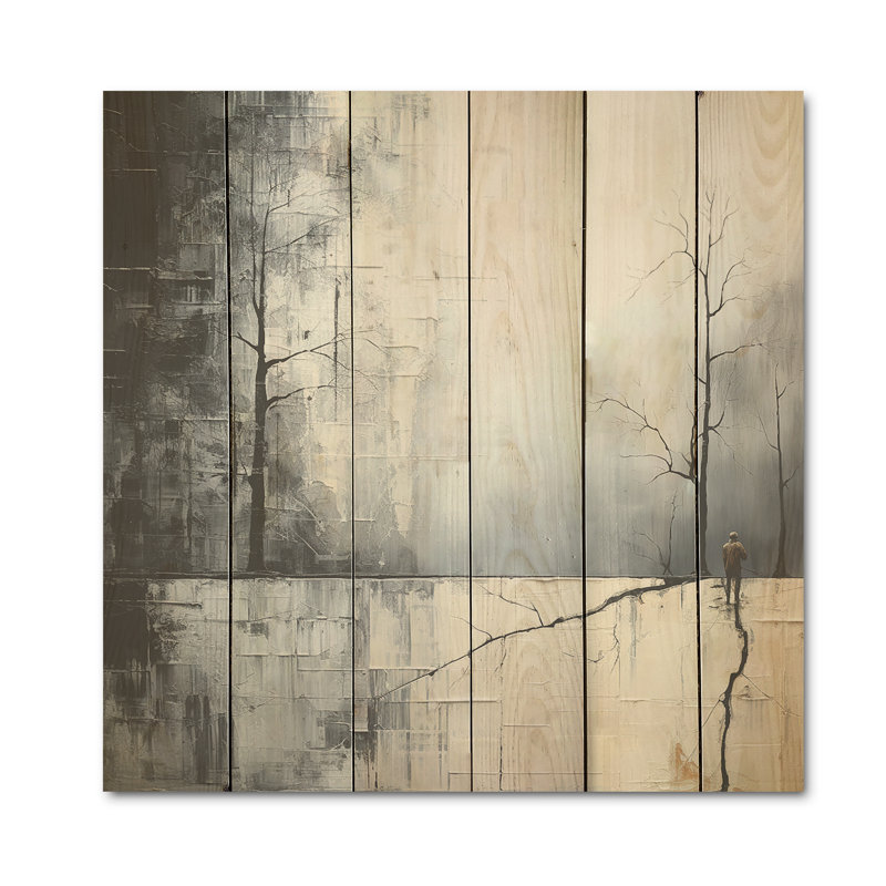 «Wintertime Wonders - Winter Landscape», art mural sur bois de pin naturel, H 30 po x l 30 po