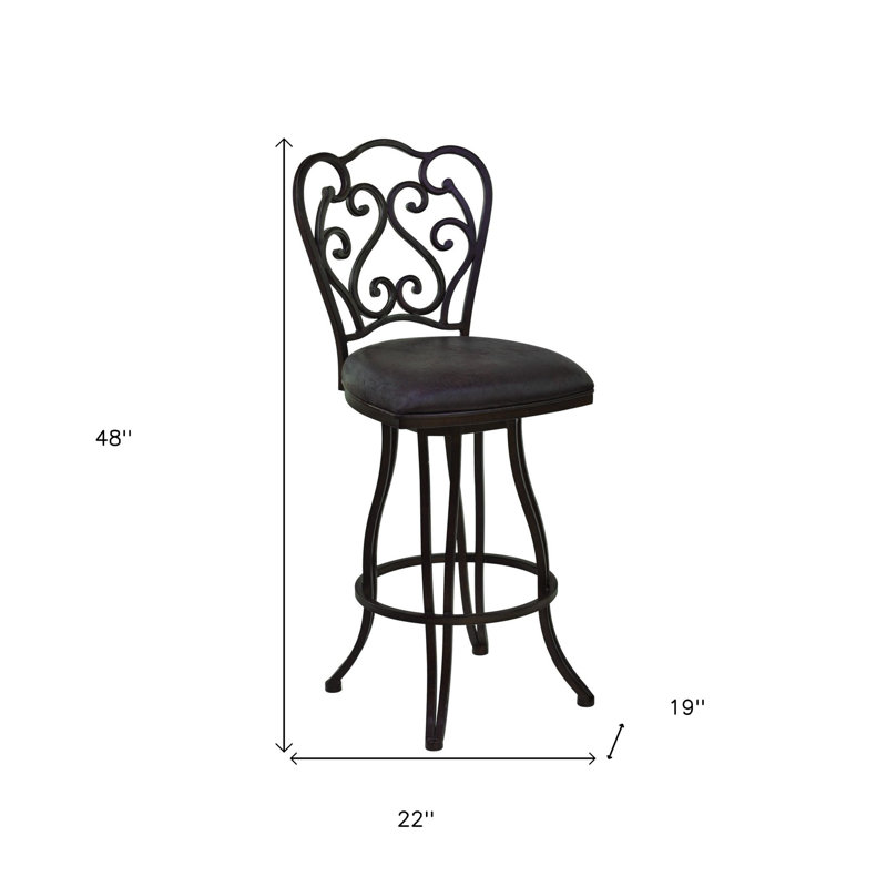 Tabouret de bar pivotant en métal espresso foncé, Tabouret de bar (siège d’une hauteur de 30 po)
