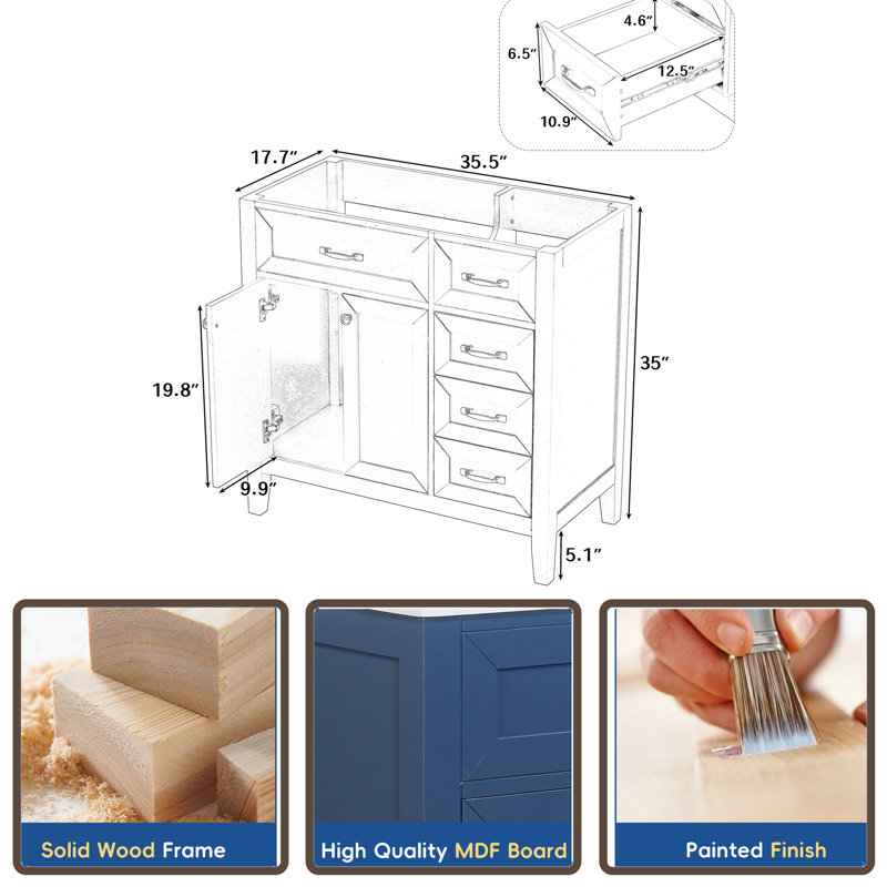 35.5'' Single Bathroom Vanity Base Only