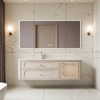 French minimalist cream-style bathroom cabinet